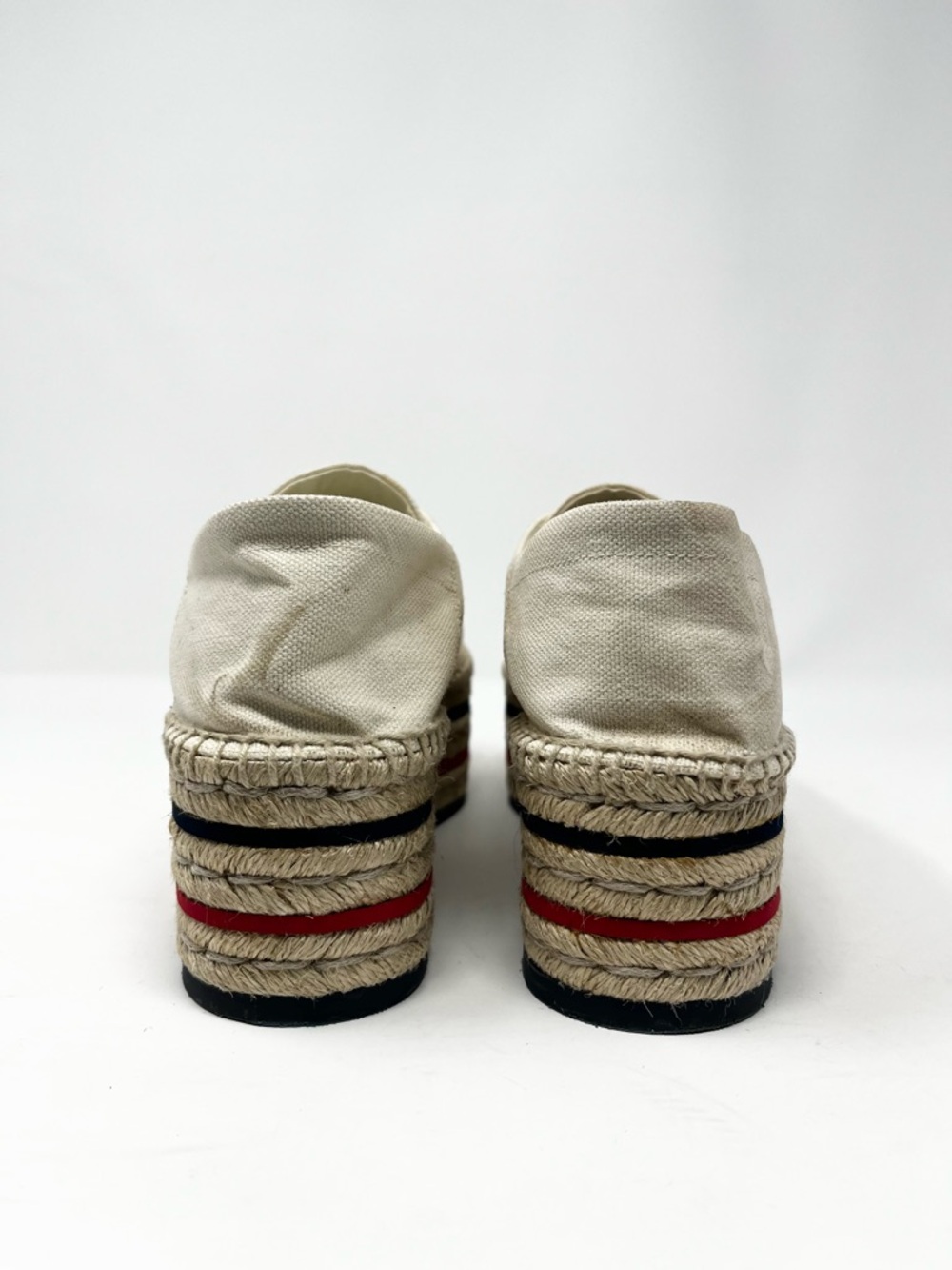Gucci Vintage GG Logo Canvas Platform Espadrilles Espadrille Sneakers Ivory 39 9 - Picture 7 of 11